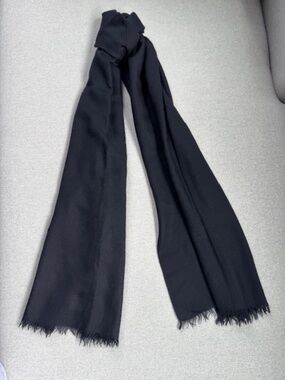 Loro Piana  Fringed Cashmere and Silk Scarf ~ Black
